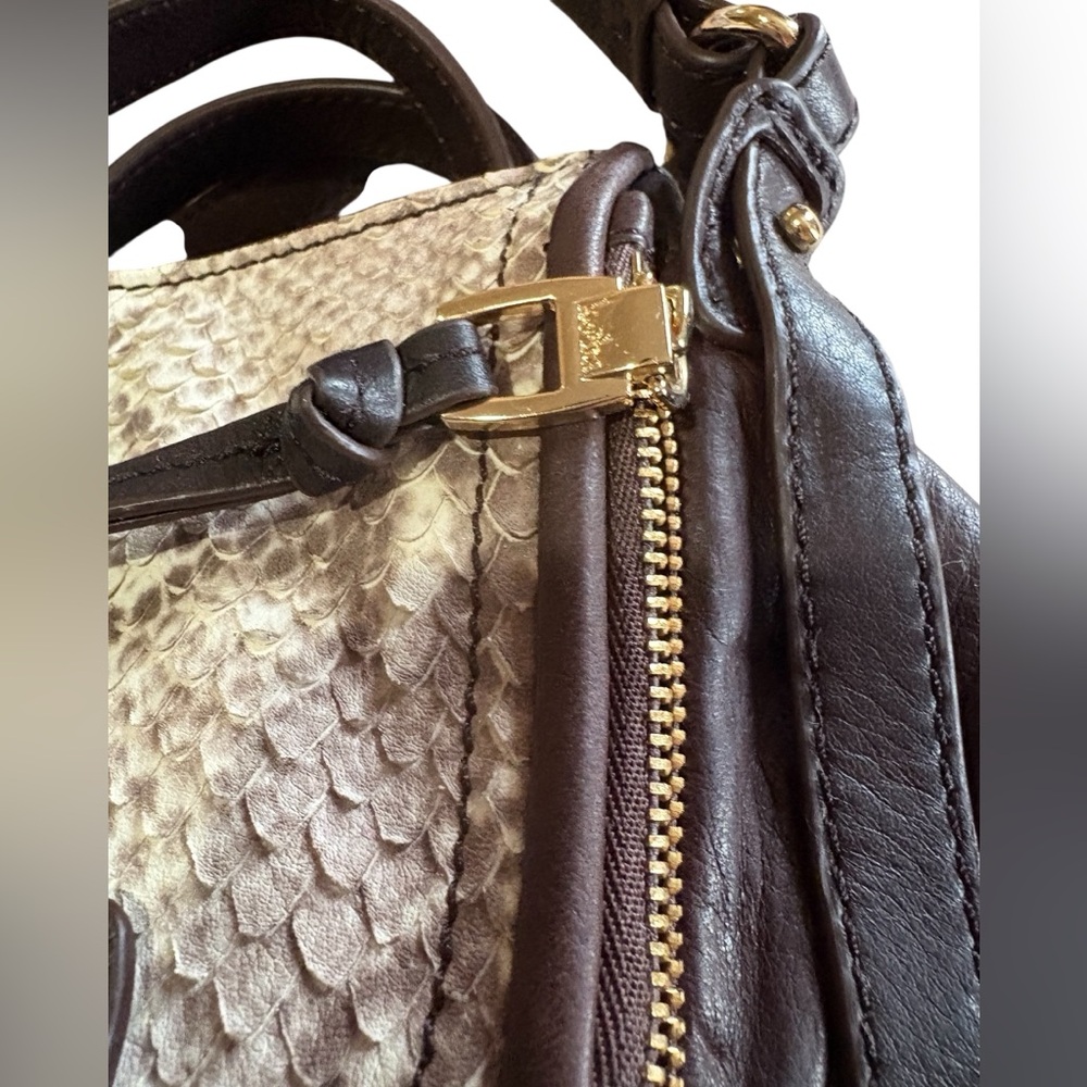 Kooba Mini Jonnie Brown Leather Python Embossed C… - image 6